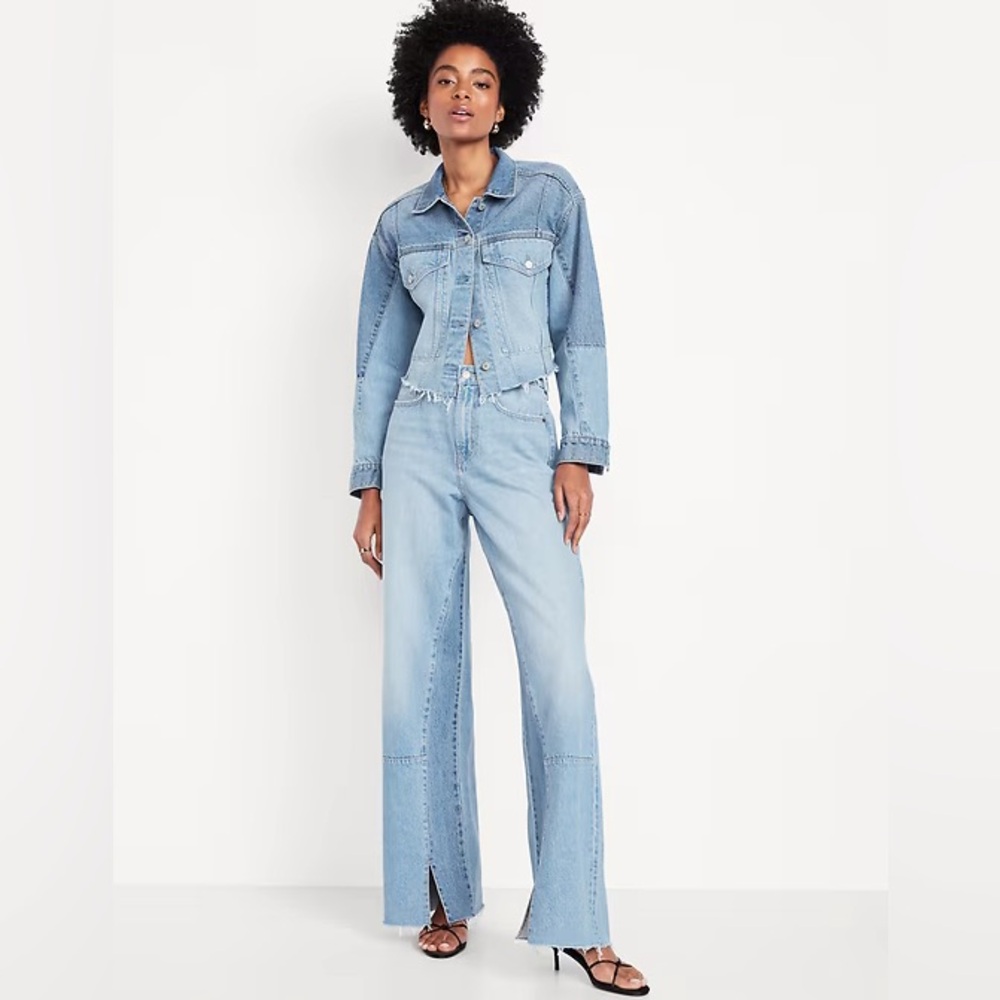 Never Worn Old Navy Baggy Wide-Leg Patterned Jeans